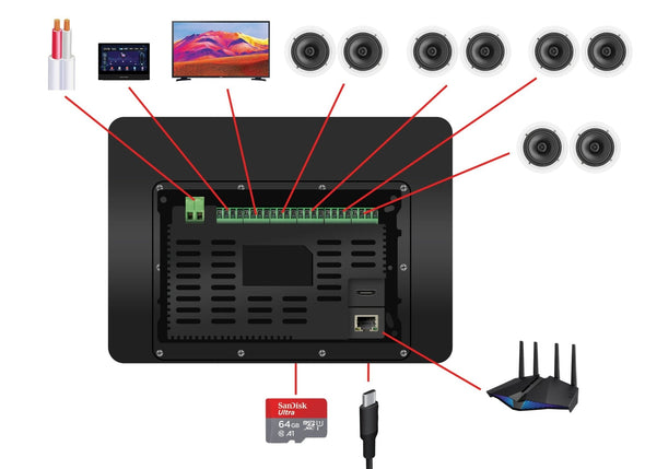Weconic 10" Touchscreen Wall Amplifier with 6" Ceiling Speaker Package