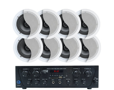 Bluetooth Amplifier + 8x6" Indoor Ceiling Speaker Package Cafe 174C+4xC62