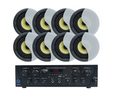 Bluetooth Amplifier + 8x8" Indoor Ceiling Speaker Package Cafe 174C+4xLGC83