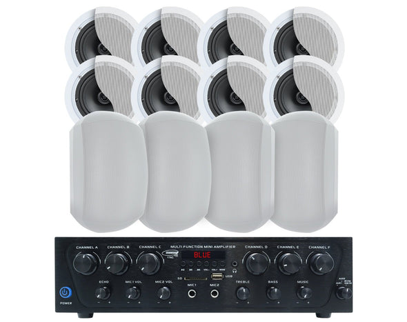 Indoor Outdoor Speaker Package with 480W Amplifier 176C+4xC62+2xWTP660