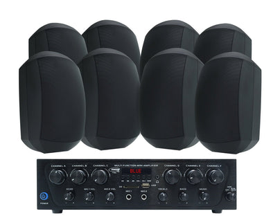 Weconic Outdoor Speaker Package with 480W Bluetooth Amplifier Black 176C+4xWTP660BLK