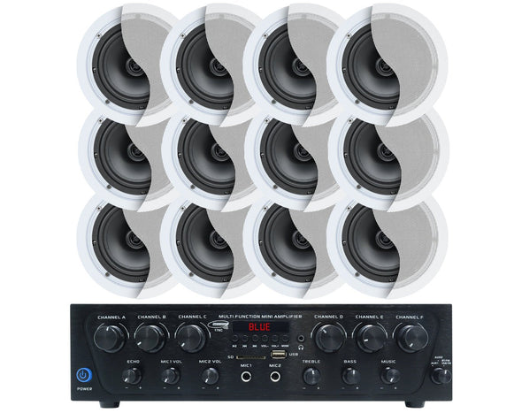 Bluetooth Amplifier + 12x6" Ceiling Speakers Package Cafe 176C+6xC62