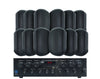 Bluetooth Amplifier + 12x6.5" Outdoor Wall Speakers Cafe 176C+6xWTP660BLK