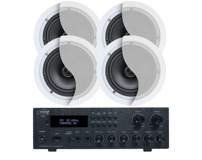 Weconic 6" Indoor Ceiling Speaker Set with Bluetooth Amplifier Cafe Restaurant 182C+2xC62