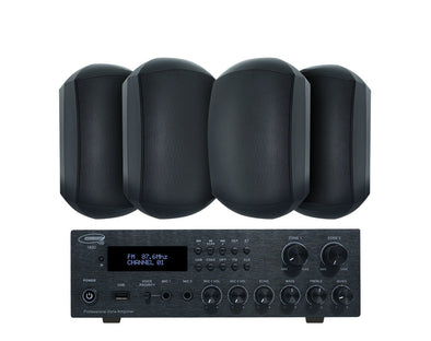 Weconic Outdoor Speaker Package with 160W Bluetooth Amplifier Black 182C+2xWTP660BLK