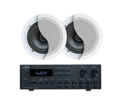 Weconic Twin 6" Ceiling Speaker Package Bluetooth Amplifier Cafe Restaurant Office 182C+C62