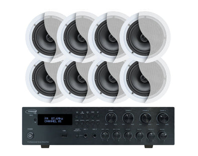 Weconic 6" Restaurant Ceiling Speaker Package with 320W Bluetooth Amplifier C62