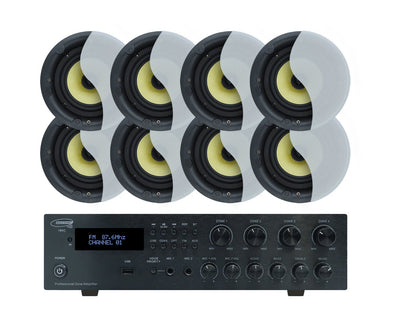 Weconic 6" Rimless Ceiling Speaker System with 4 Zone Bluetooth Amplifier LGC63