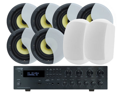 Weconic Indoor Outdoor Speaker Package with 320W Bluetooth Amplifier White 184C+3xLGC63+WTP660WHT
