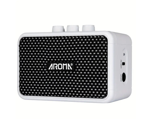 AROMA Portable Mini Guitar Amplifier with Bluetooth White AG-04-WHT