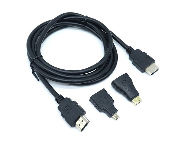 HDMI to HDMI 1.5m Mini Micro Tips HD 4K TV Monitor Projector HDMI3IN1 