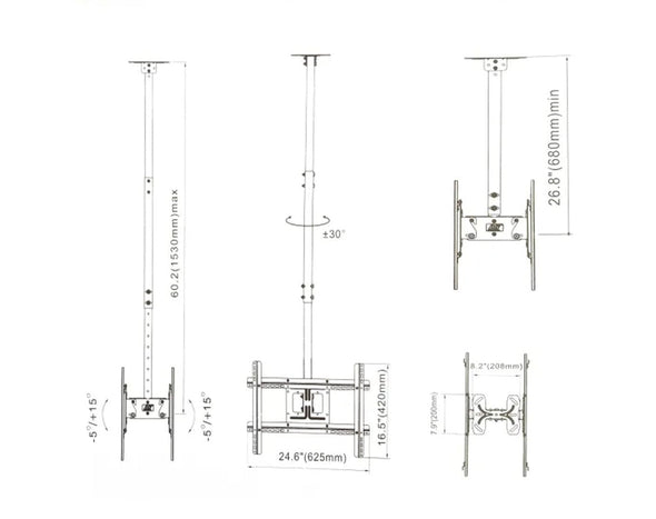 Double Ceiling TV Mount 32" - 65" B011