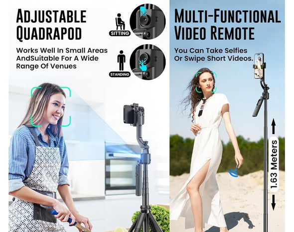 AI Face Tracking Quadrapod Adjustable Gimbal for Smart Phone B019