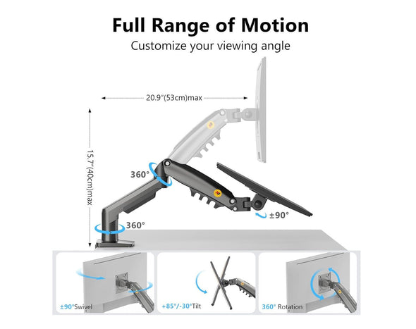 Dual Arm Monitor Desk Mounts 17" - 27" Screens B032