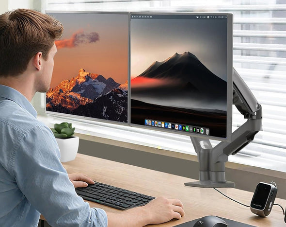 Dual Arm Monitor Desk Mounts 17" - 27" Screens B032