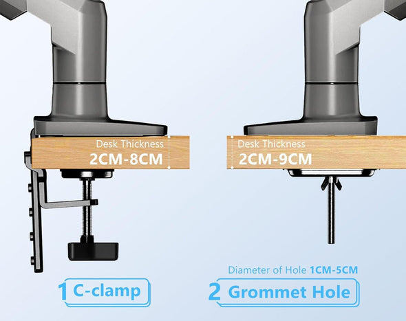 Dual Arm Monitor Desk Mounts 17" - 27" Screens B032
