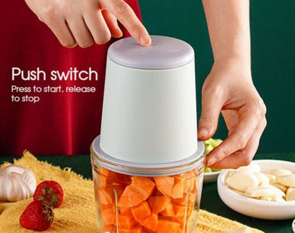 600ML RECHARGEABLE Food Chopper Electric Push Button Garlic Vegetable Grinder Blender Crusher