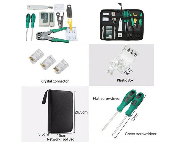 Network Cable Tester & Tool Kit Crimper Wire Stripper Screwdriver CAT5 6 TEST1 