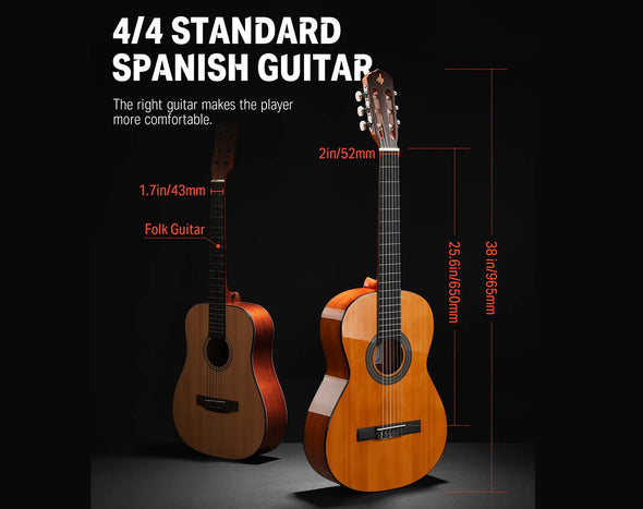 Donner 39" Classical Acoustic Guitar Beginner Kit DCG-162BR