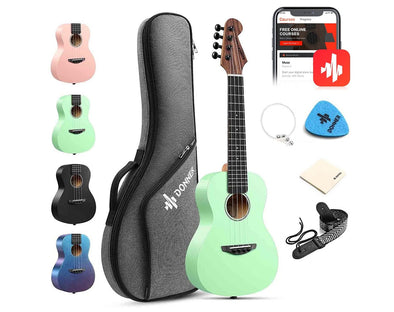 DONNER 23" Maple Concert Ukulele 4 String Bundle Green DUC-230G