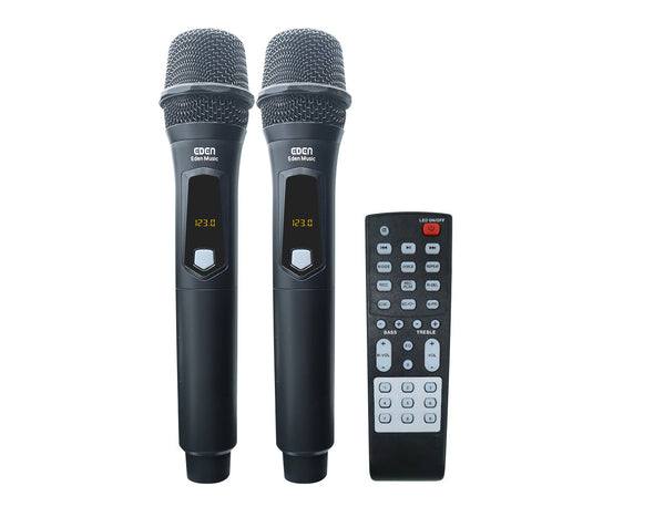EDEN Bluetooth Portable Party Speaker Dual UHF Wireless Microphone 120W ED-851