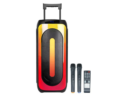 Precision Audio Portable Bluetooth Karaoke Music System Party Speaker LED Lights Dual Wireless Microphones ED1015 