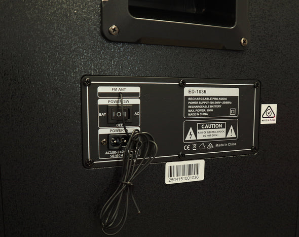 EDEN Bluetooth Portable Party Speaker Dual UHF Wireless Microphone 80W ED-1036