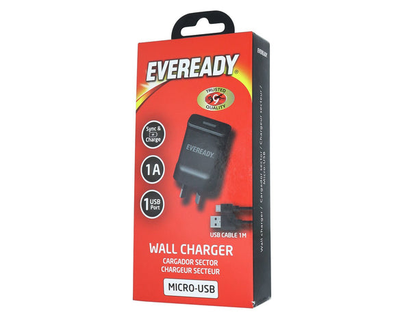 EVEREADY Wall Charger 1A with Micro-USB Cable Black 
