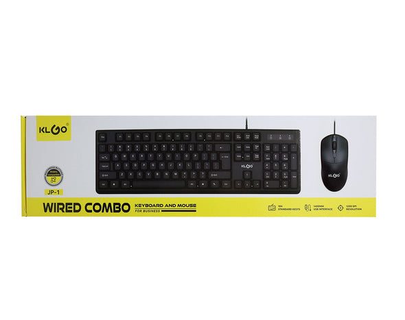 KLGO Wired QWERTY Keyboard & Mouse Combo JP-1