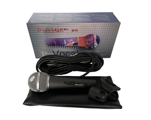 Precision Audio Wired Microphone 5m XLR 1/4" Jack Cable Soft Case M58 