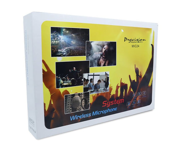 Precision Audio Twin Channel Professional Wireless Microphone System Dual XLR Out MIC24 