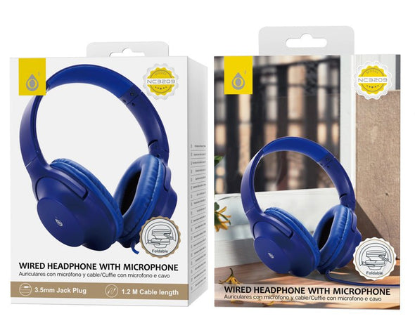 Foldable Wired Headphones 3.5mm Jack Microphone 1.2m NC3209 