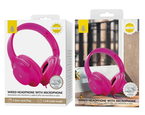 Foldable Wired Headphones 3.5mm Jack Microphone 1.2m NC3209 