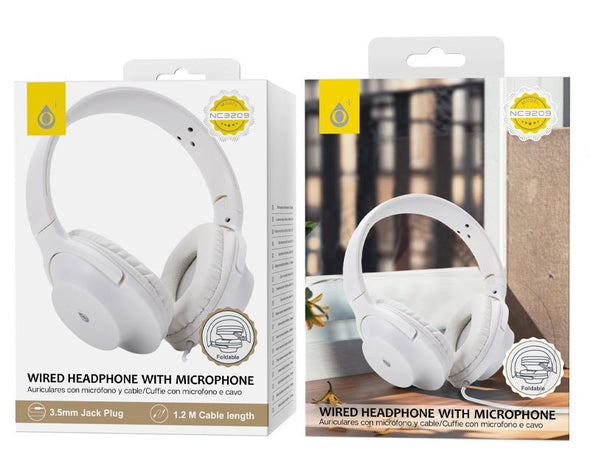 Foldable Wired Headphones 3.5mm Jack Microphone 1.2m NC3209 