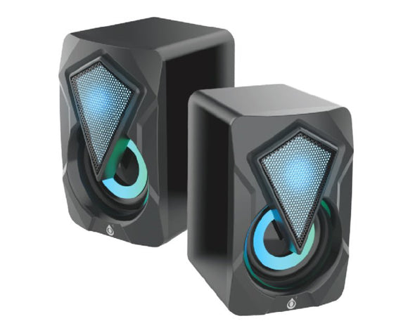 Moveteck Wired PC Computer Speakers Pair RGB LED Light 3W NF4075