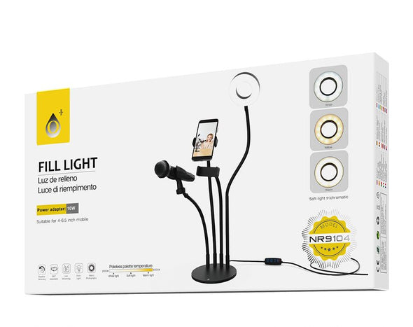 Moveteck 4 IN 1 LED Table Ring Light Tree Light Smart Phone Microphone Holder Streaming NR9104 