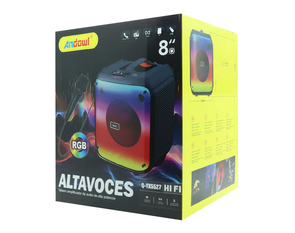 Andowl Portable Bluetooth Karaoke Speaker Wired Microphone Q-YX5527 