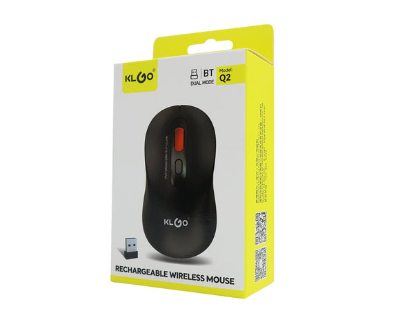 KLGO Rechargeable BT Wireless Mouse with 2.4Ghz USB Dongle Q2