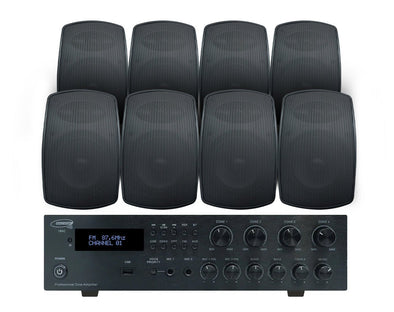 Outdoor Speaker Package with 320W Bluetooth Amplifier Black 184C+4xSA850B