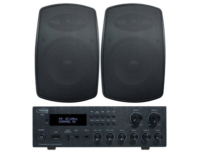 Outdoor Speaker Package with 160W Bluetooth Amplifier Black 182C+SA850B