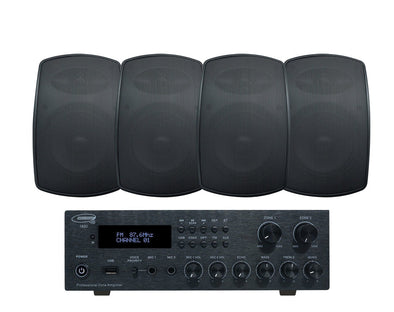 Outdoor Speaker Package with 160W Bluetooth Amplifier Black 182C+2xSA850B