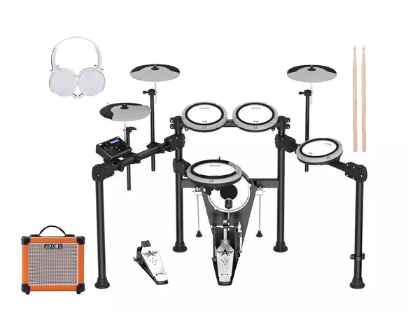 Aroma 5 Piece Premium Electronic Drum Kit Amplifier Headphones Package TDX23II+AG10