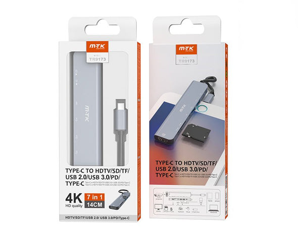 Moveteck Type-C to HDTV SD TF USB2.0 USB 3.0 PD Adaptor Projector Phone Tablet PC TR9173 
