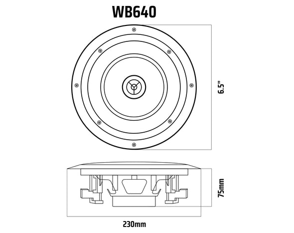 6.5" 230mm Bluetooth Ceiling Speakers 120W 4 Pack Cafe WB640