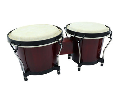 Freedom Bongo Drums 6" 7" Natural Hide Basswood Tunable Red Stripe ZHB-107 