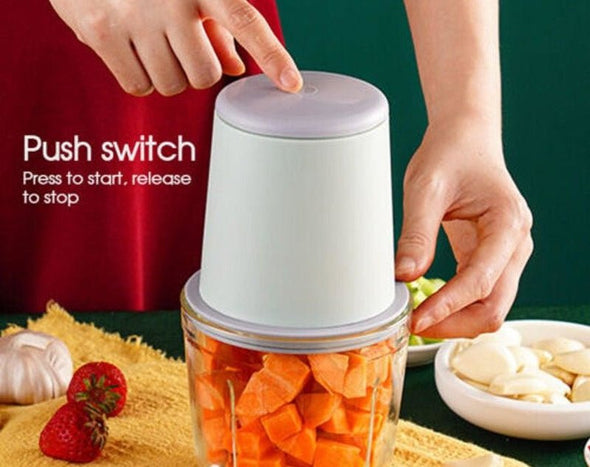 600ML Food Chopper Electric Push Button Garlic Vegetable Grinder Blender Crusher 