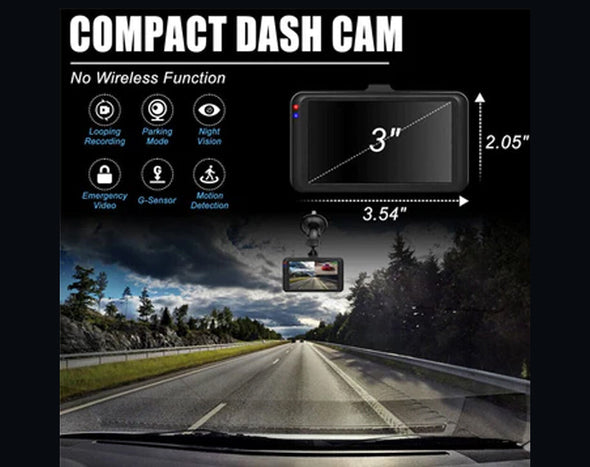 HD 1080P Car DVR 3" Lens Dash Cam Video Recorder Camera G-Sensor Night Vision CARDASH2
