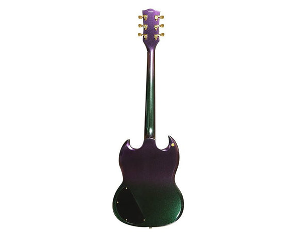 Full Size Electric Guitar SG Style 6 String Linden Humbuckers Purple Green Sparkle EL-CSG15-BLU 