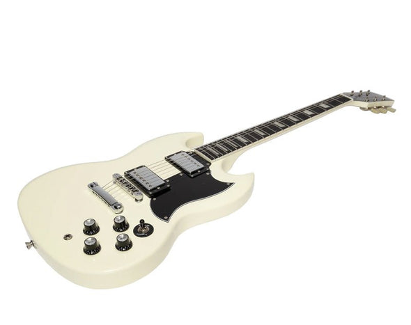 Full Size Electric Guitar SG Style 6 String Linden Humbuckers White FG-SG-VWH 