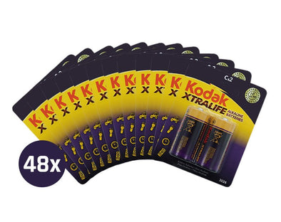 48 Pack Kodak C Alkaline 96 Batteries Xtralife 1.5V Torch Clock Toys KODAKC-48 
